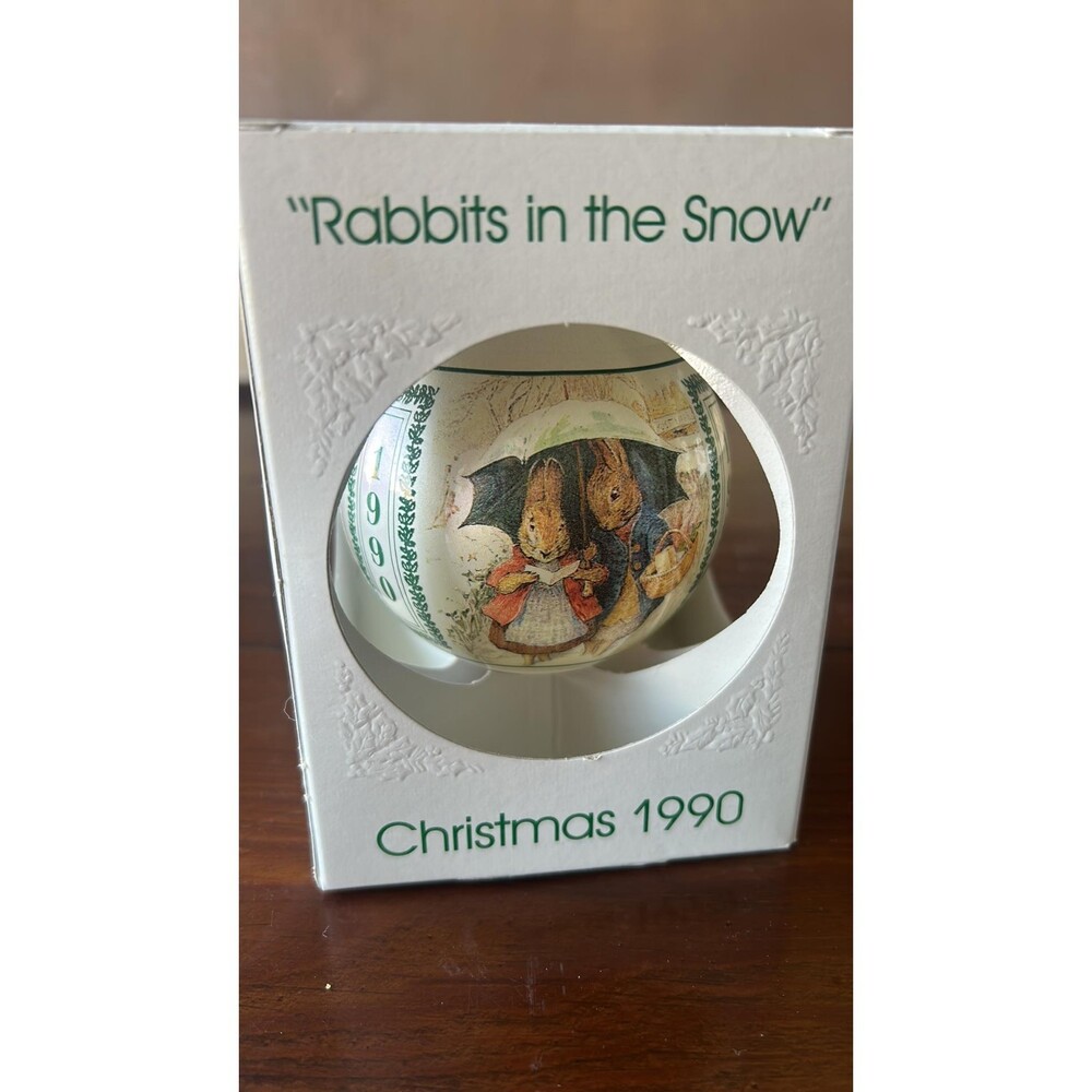 Schmid Beatrix Potter Rabbit in the Snow Christmas Ornament 1990  Rare Bunny